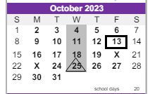 District School Academic Calendar for Ridge View Elementary School for October 2023