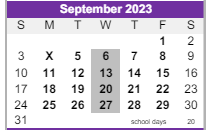 District School Academic Calendar for Ridge View Elementary School for September 2023