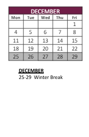 District School Academic Calendar for Joint Service Campus Program for December 2023