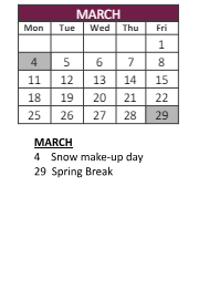 District School Academic Calendar for Joint Service Campus Program for March 2024