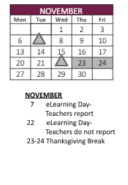 District School Academic Calendar for Joint Service Campus Program for November 2023