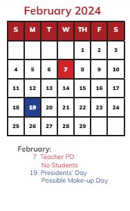 District School Academic Calendar for James B Eads Elementary Sch for February 2024
