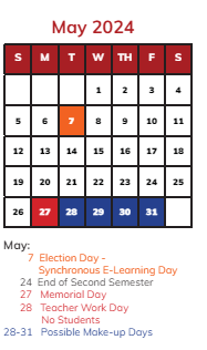 District School Academic Calendar for James B Eads Elementary Sch for May 2024