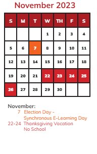 District School Academic Calendar for James B Eads Elementary Sch for November 2023