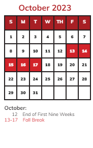 District School Academic Calendar for James B Eads Elementary Sch for October 2023