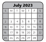 District School Academic Calendar for Copper Ridge Math And Science Academy for July 2023