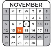 District School Academic Calendar for Copper Ridge Math And Science Academy for November 2023