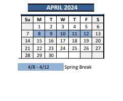 District School Academic Calendar for African American Academy K-8 for April 2024