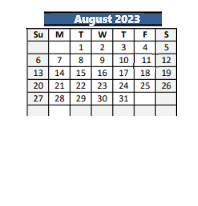 District School Academic Calendar for Adams Elementary School for August 2023