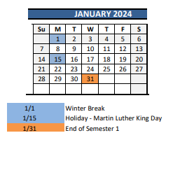 District School Academic Calendar for African American Academy K-8 for January 2024