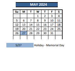 District School Academic Calendar for African American Academy K-8 for May 2024