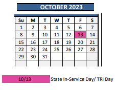 District School Academic Calendar for African American Academy K-8 for October 2023