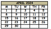 District School Academic Calendar for Tapp Childcare Center for April 2024