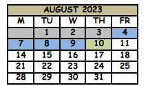 District School Academic Calendar for Carillon Elementary School for August 2023