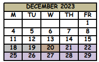 District School Academic Calendar for Seminole County Detention Center for December 2023