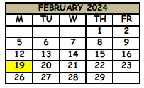 District School Academic Calendar for Layer Elementary School for February 2024