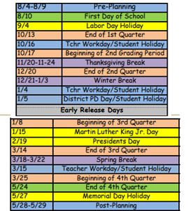 District School Academic Calendar Legend for Sterling Park Elementary School