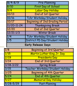 District School Academic Calendar Legend for Rock Lake Middle School