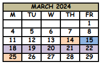 District School Academic Calendar for Milwee Middle School for March 2024