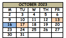 District School Academic Calendar for Milwee Middle School for October 2023