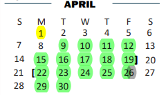 District School Academic Calendar for B L Gray Junior High for April 2024