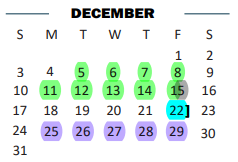 District School Academic Calendar for B L Gray Junior High for December 2023