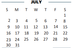 District School Academic Calendar for B L Gray Junior High for July 2023