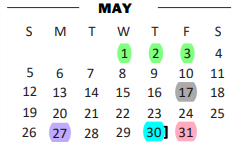 District School Academic Calendar for B L Gray Junior High for May 2024