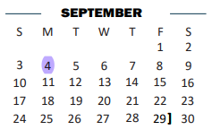 District School Academic Calendar for B L Gray Junior High for September 2023