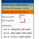 District School Academic Calendar Legend for Shawnee Mission North High
