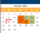 District School Academic Calendar for Westridge Middle for October 2023