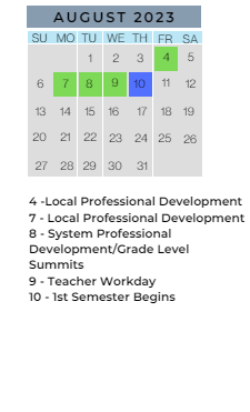 District School Academic Calendar for Inverness Elementary School for August 2023