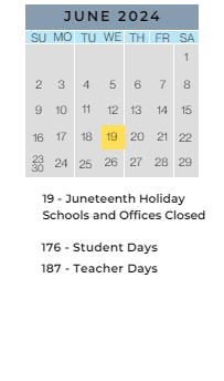 District School Academic Calendar for Inverness Elementary School for June 2024