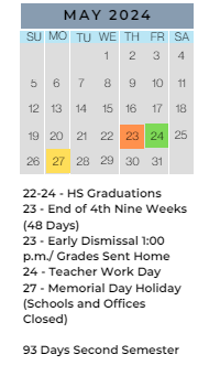 District School Academic Calendar for Inverness Elementary School for May 2024