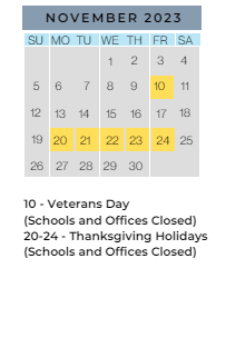 District School Academic Calendar for Inverness Elementary School for November 2023