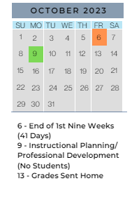 District School Academic Calendar for Inverness Elementary School for October 2023