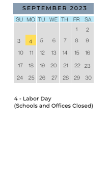 District School Academic Calendar for Inverness Elementary School for September 2023