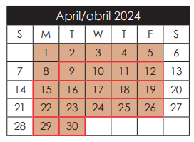 District School Academic Calendar for Elfida Chavez Elementary for April 2024