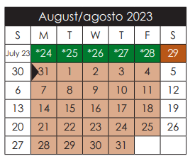 District School Academic Calendar for Socorro Middle for August 2023