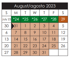 District School Academic Calendar for Capt Walter E Clarke Middle for August 2023