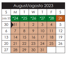 District School Academic Calendar for Escontrias Elementary for August 2023