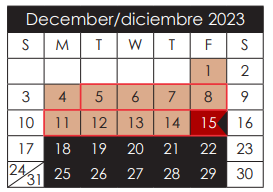 District School Academic Calendar for Hueco Elementary for December 2023
