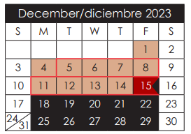 District School Academic Calendar for Salvador Sanchez Middle for December 2023