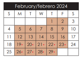 District School Academic Calendar for Bill Sybert School for February 2024