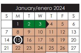 District School Academic Calendar for Escontrias Early Child Ctr for January 2024