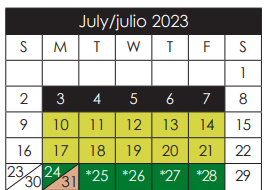 District School Academic Calendar for Elfida Chavez Elementary for July 2023