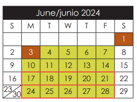 District School Academic Calendar for Escontrias Early Child Ctr for June 2024