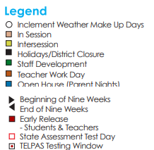 District School Academic Calendar Legend for Keys Academy