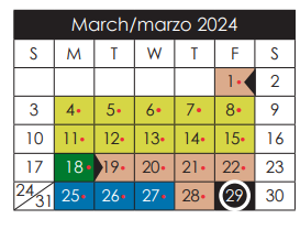 District School Academic Calendar for Escontrias Early Child Ctr for March 2024