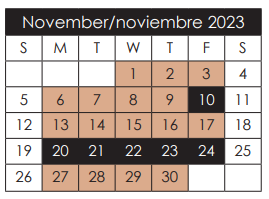 District School Academic Calendar for Benito Martinez Elementary for November 2023